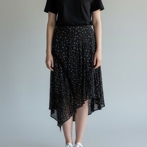 Ghospell Floral Midi Skirt Black